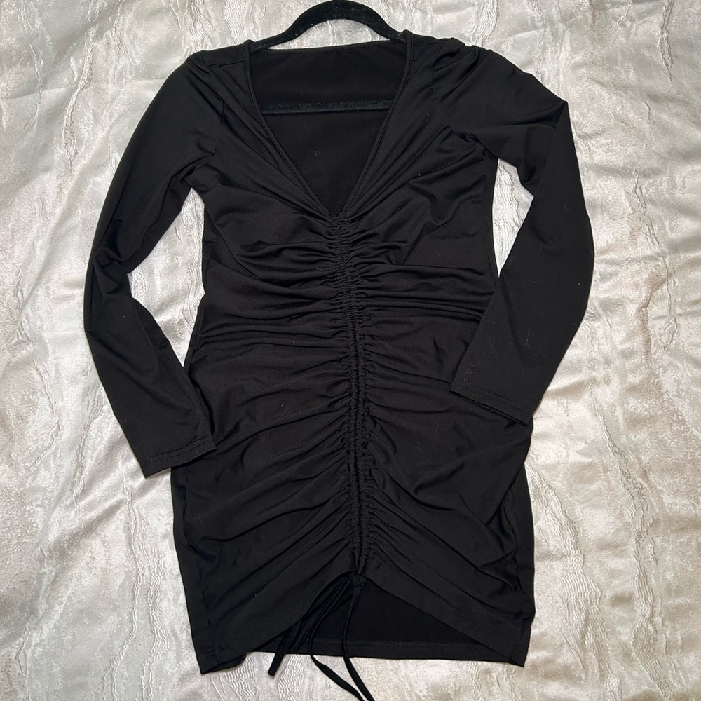 Elegant Black Ruched Dress